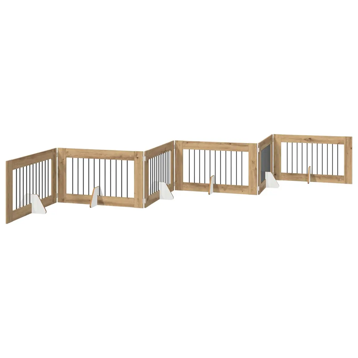 Foldable Dog Gate with 6 Panels, Brown