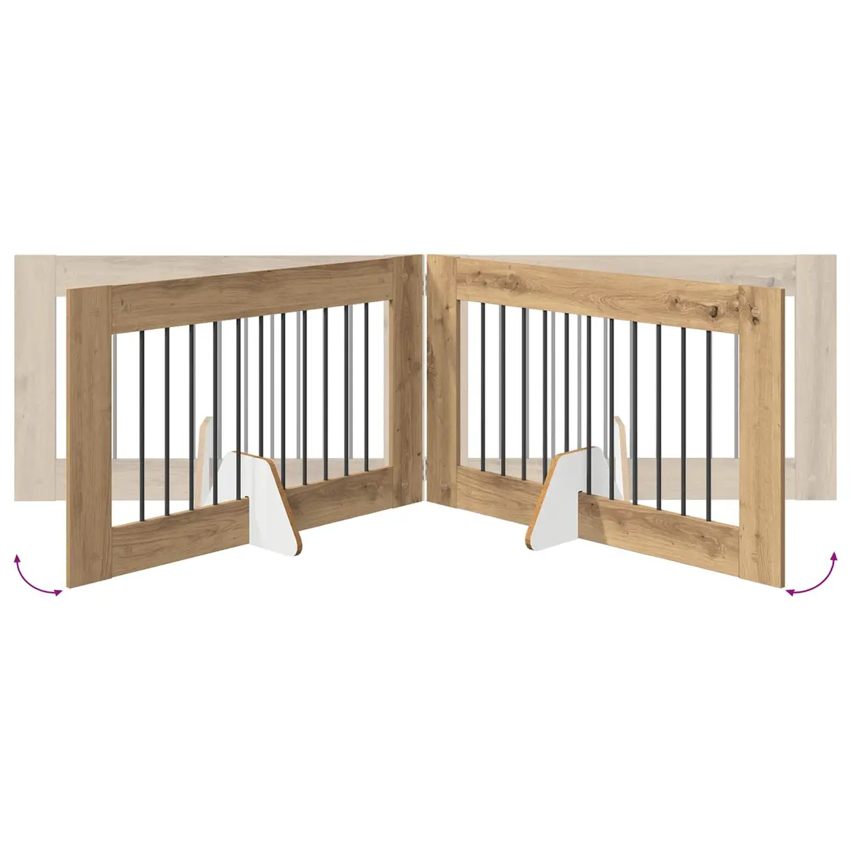 Foldable Dog Gate with 6 Panels, Brown