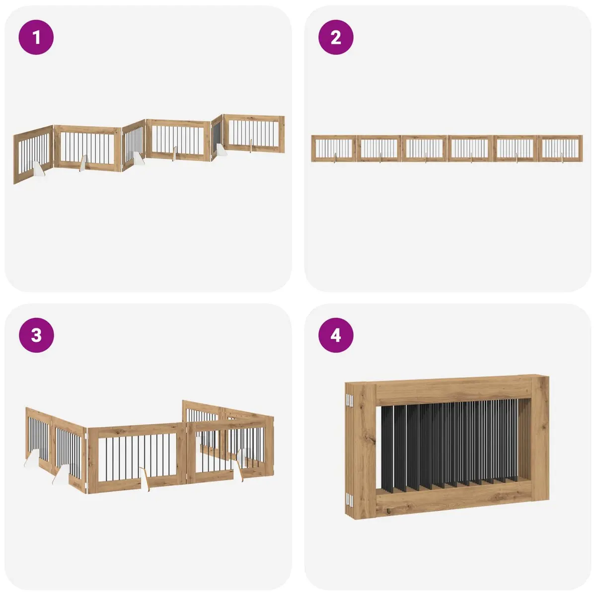 Foldable Dog Gate with 6 Panels, Brown