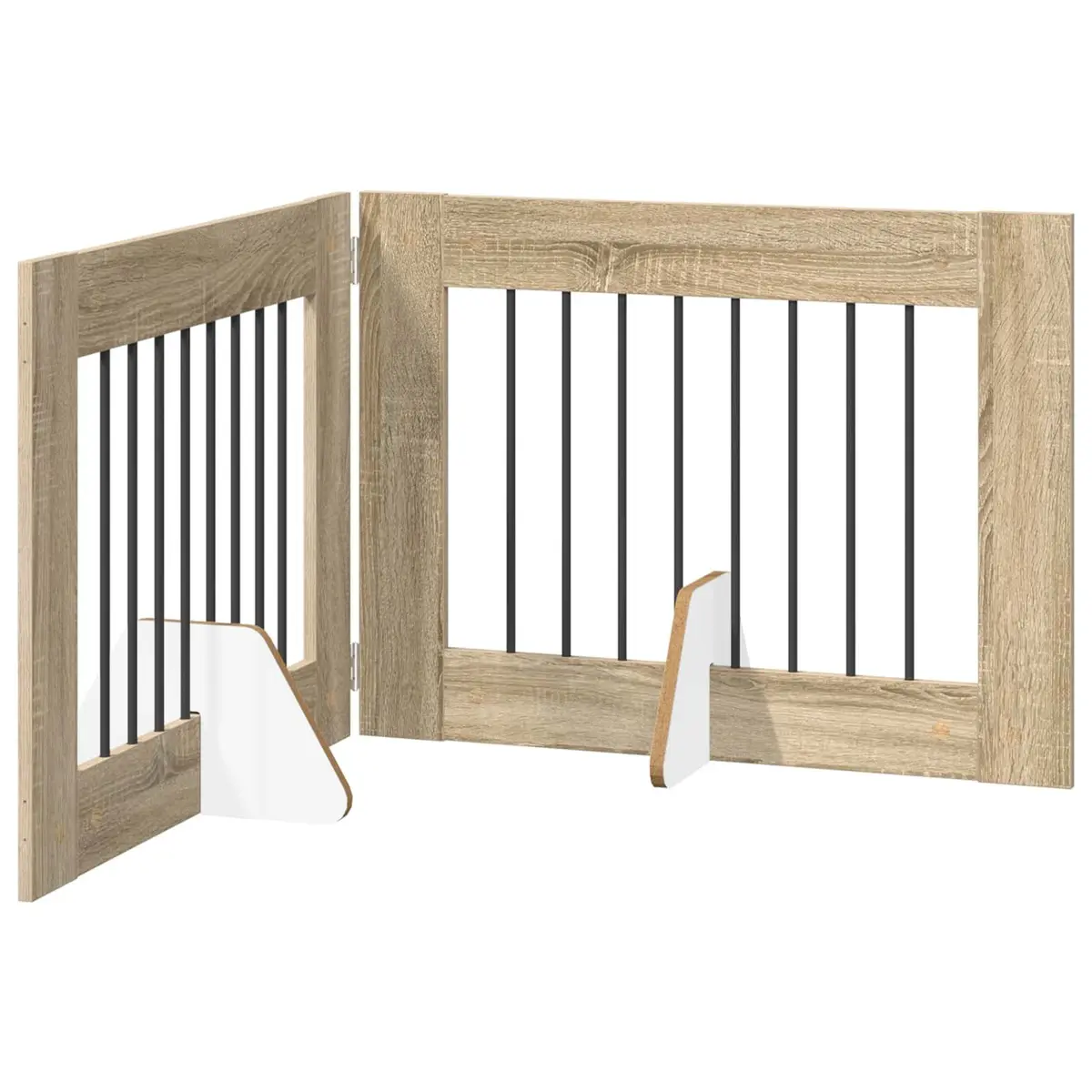 Brown Foldable Dog Gate with Stands 2 pcs