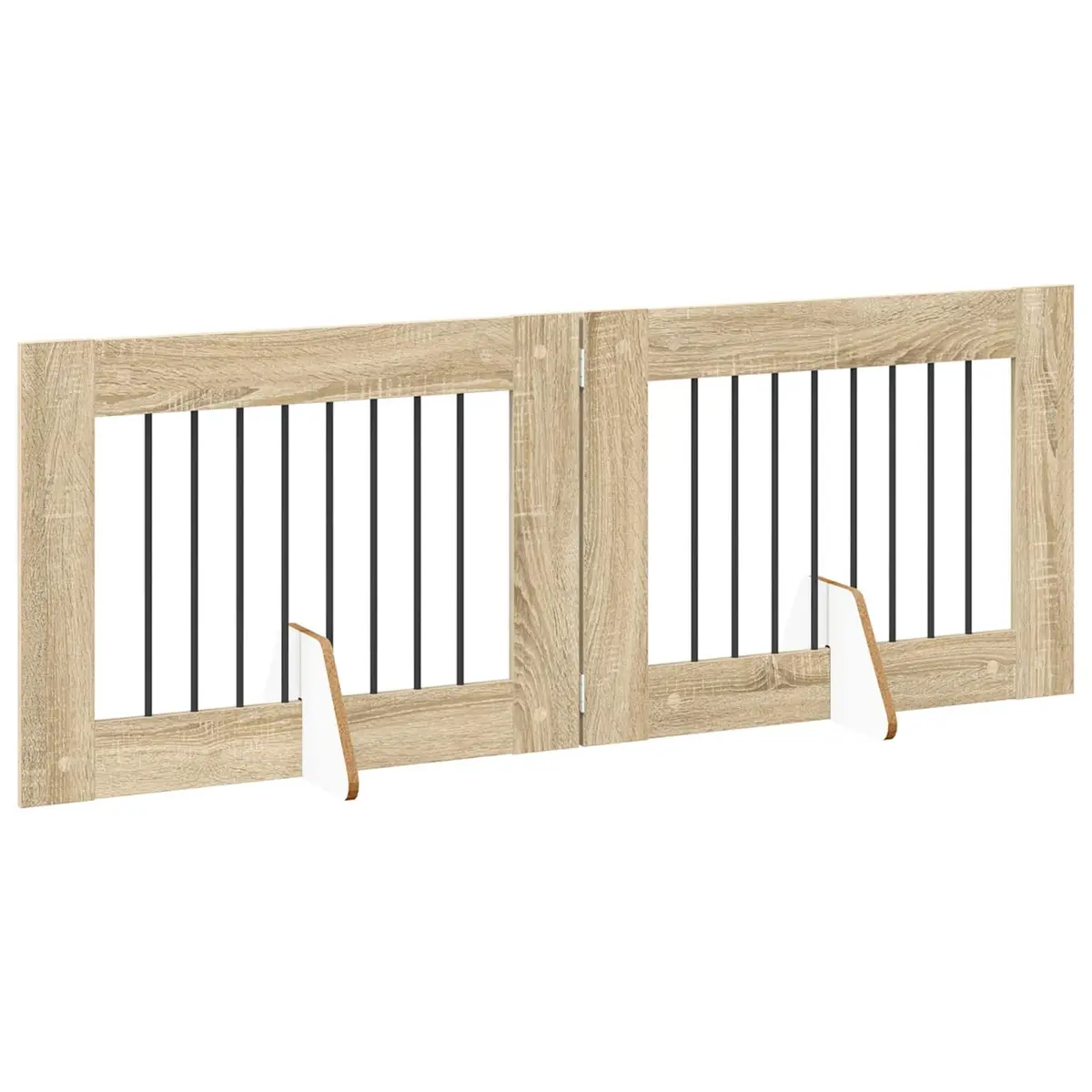 Brown Foldable Dog Gate with Stands 2 pcs