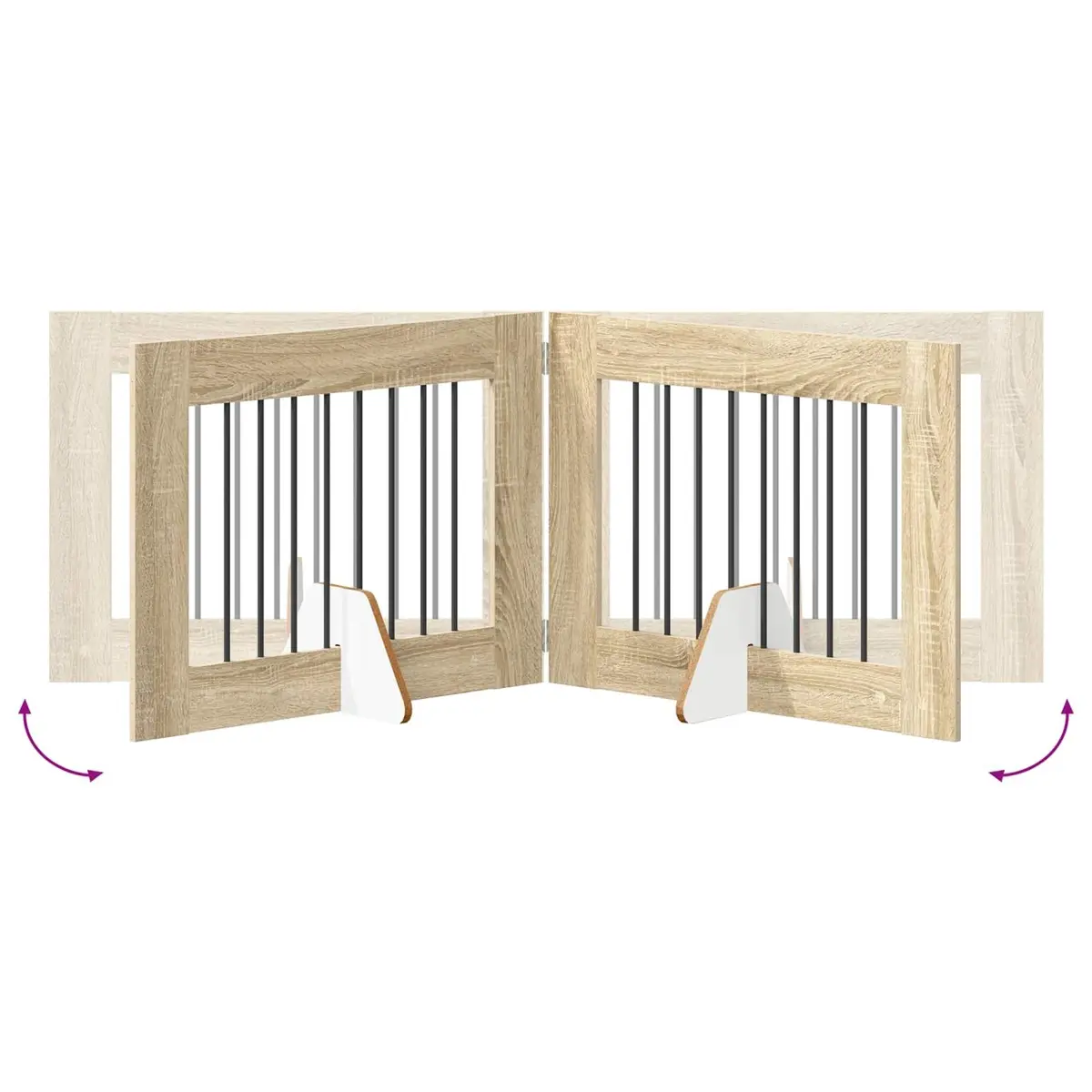 Foldable Dog Gate with Stands Indoor Pet Barrier Freestanding Sonoma Oak 321cm