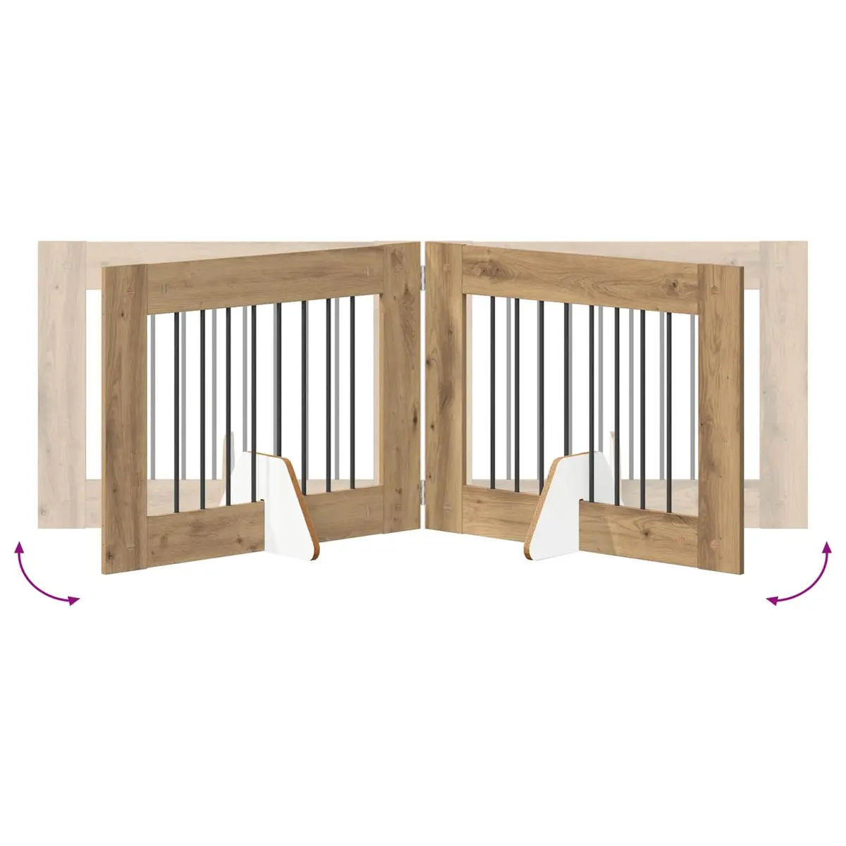 Foldable Dog Gate with Stands 321cm Indoor Pet Barrier Freestanding Puppy Fence