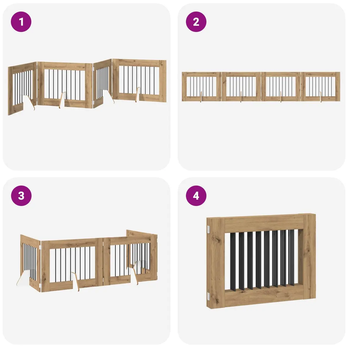 Foldable Dog Gate with Stands 321cm Indoor Pet Barrier Freestanding Puppy Fence