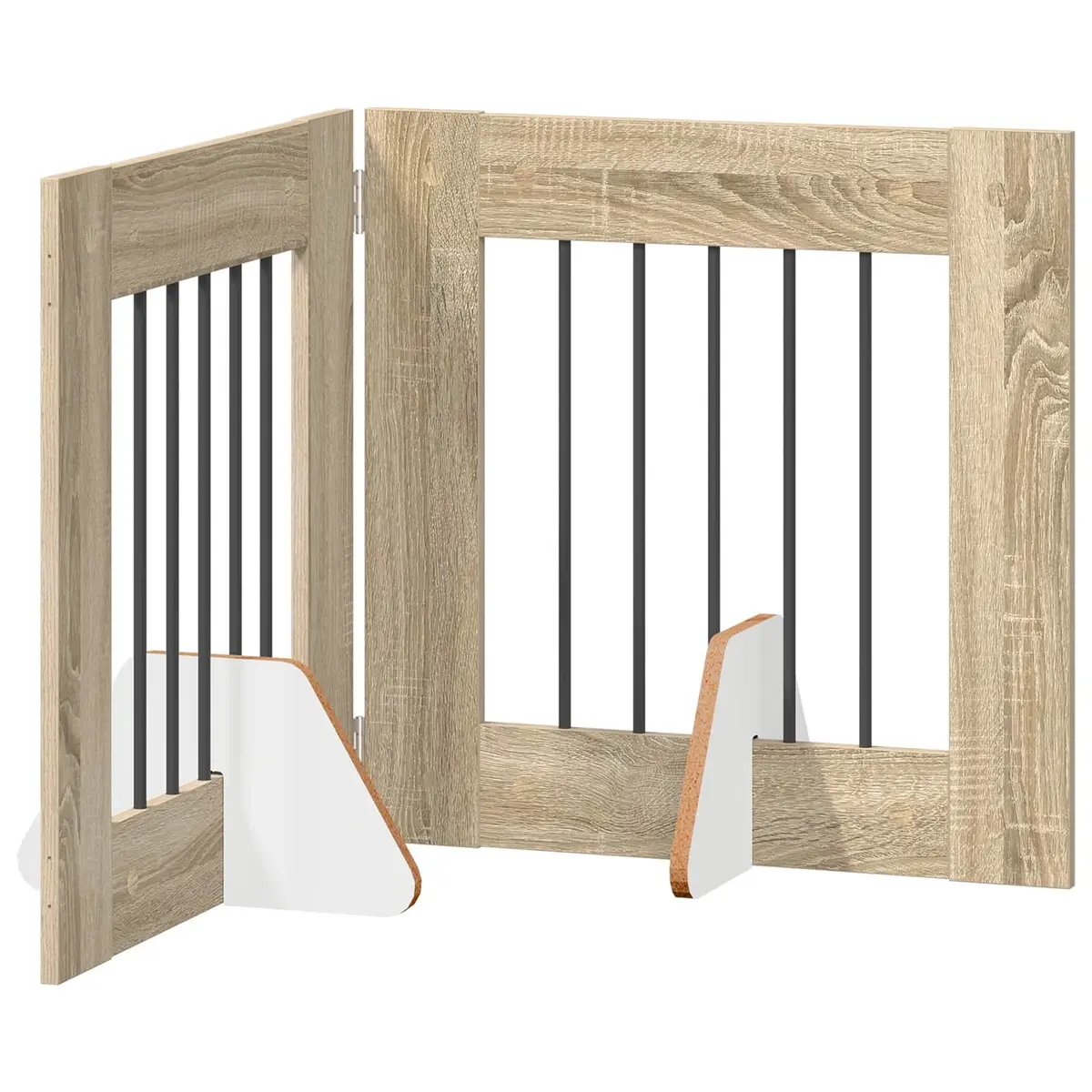 Foldable Dog Gate Galvanised Steel 120.5cm Brown Rectangular 2 Piece Pet Fence Indoor