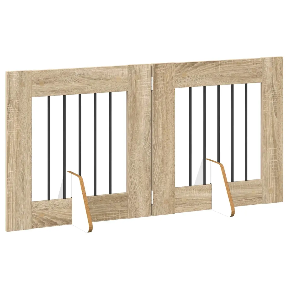 Foldable Dog Gate Galvanised Steel 120.5cm Brown Rectangular 2 Piece Pet Fence Indoor