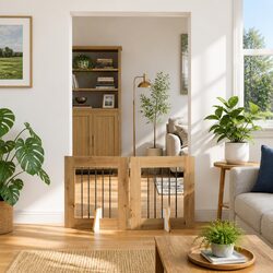 Premium Foldable Dog Gate 120.5cm Brown Indoor Fence