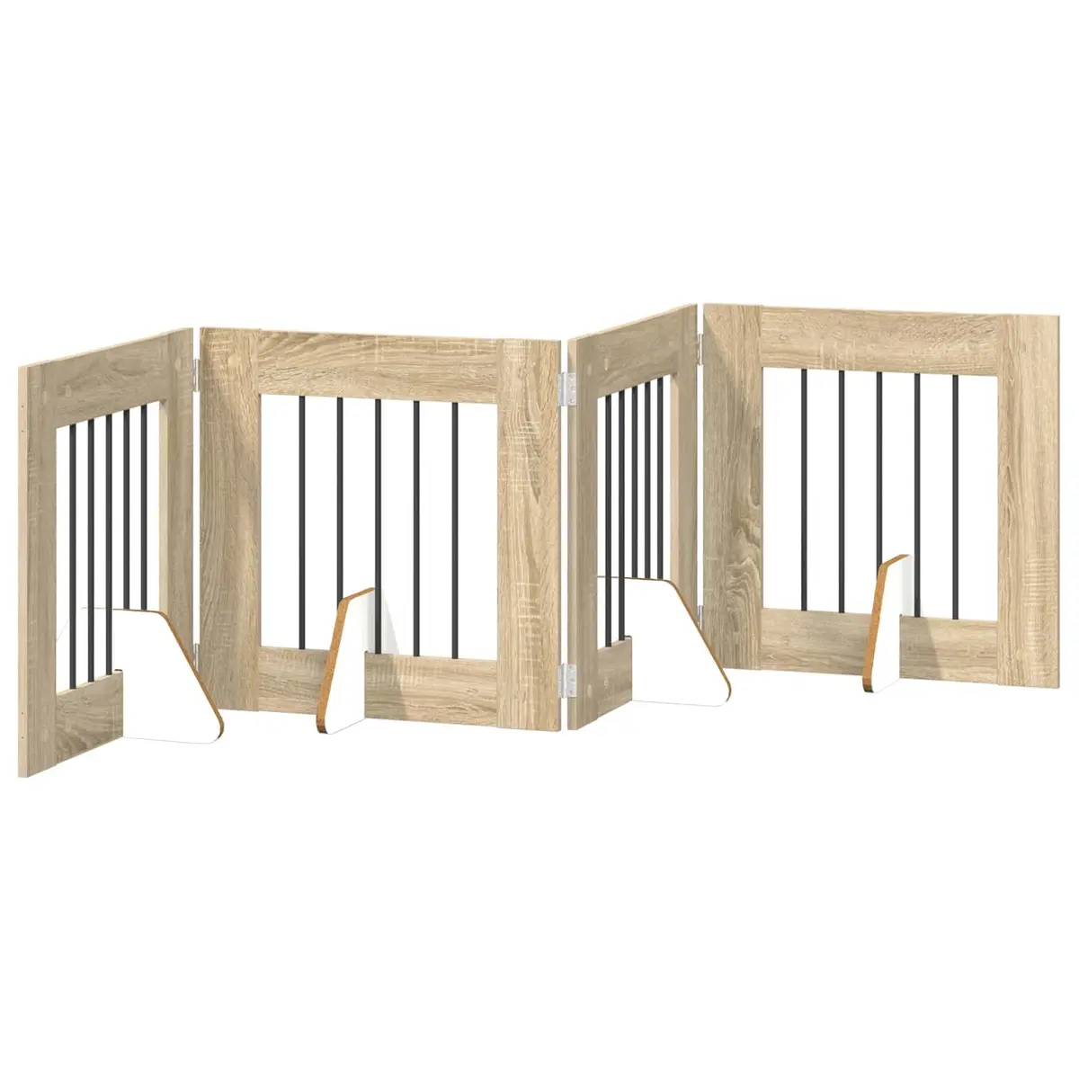 Foldable Dog Gate 4pcs Brown Pet Fence