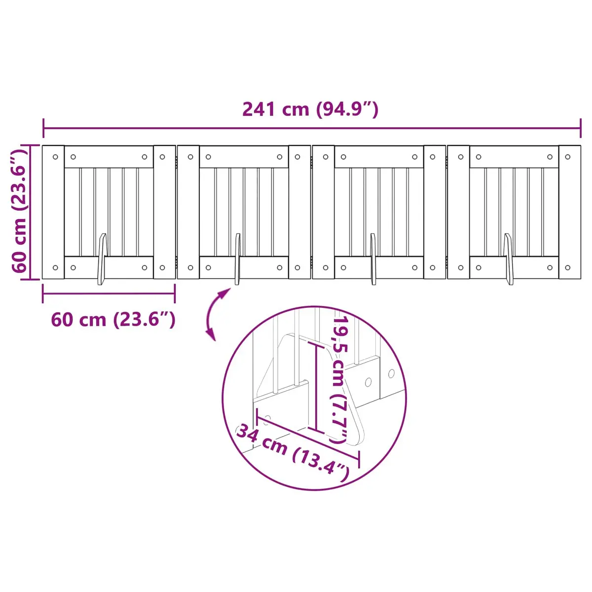Foldable Dog Gate with 4 Panels for Pets