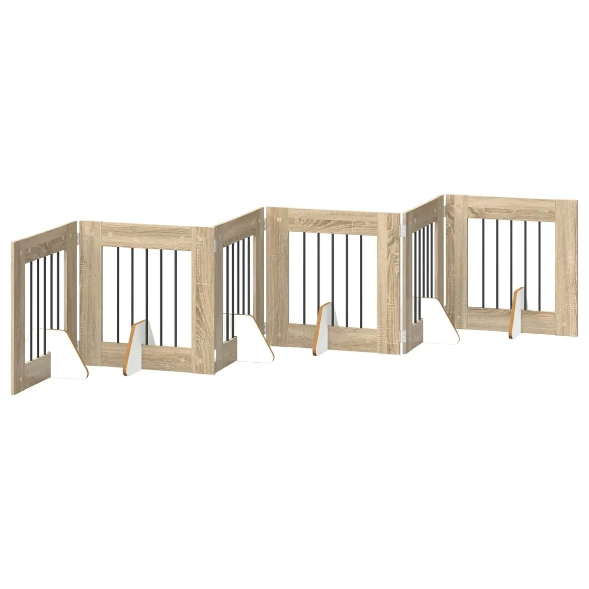 Foldable Dog Gate Engineered Wood Galvanized Steel 362cm Sonoma Oak 6 pcs