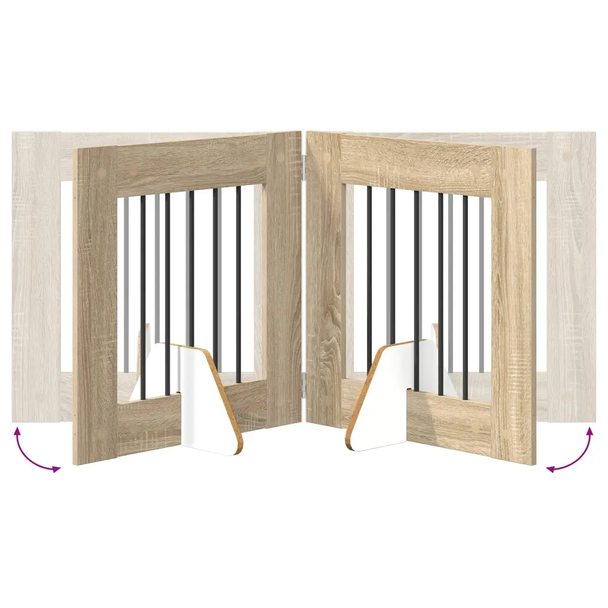 Foldable Dog Gate Engineered Wood Galvanized Steel 362cm Sonoma Oak 6 pcs