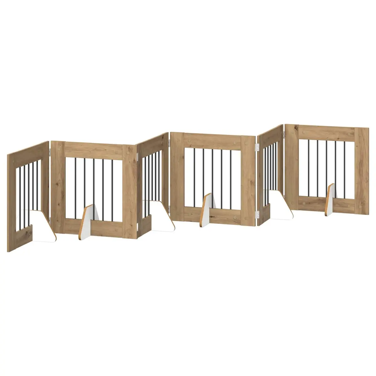 Foldable Dog Gate with 6 Panels in Brown