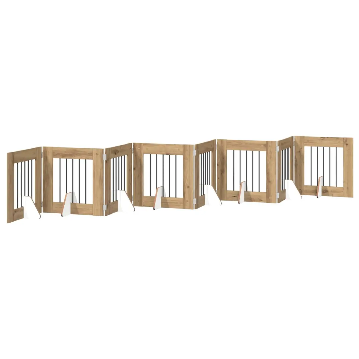 Foldable Dog Gate with 8 Panels in Brown