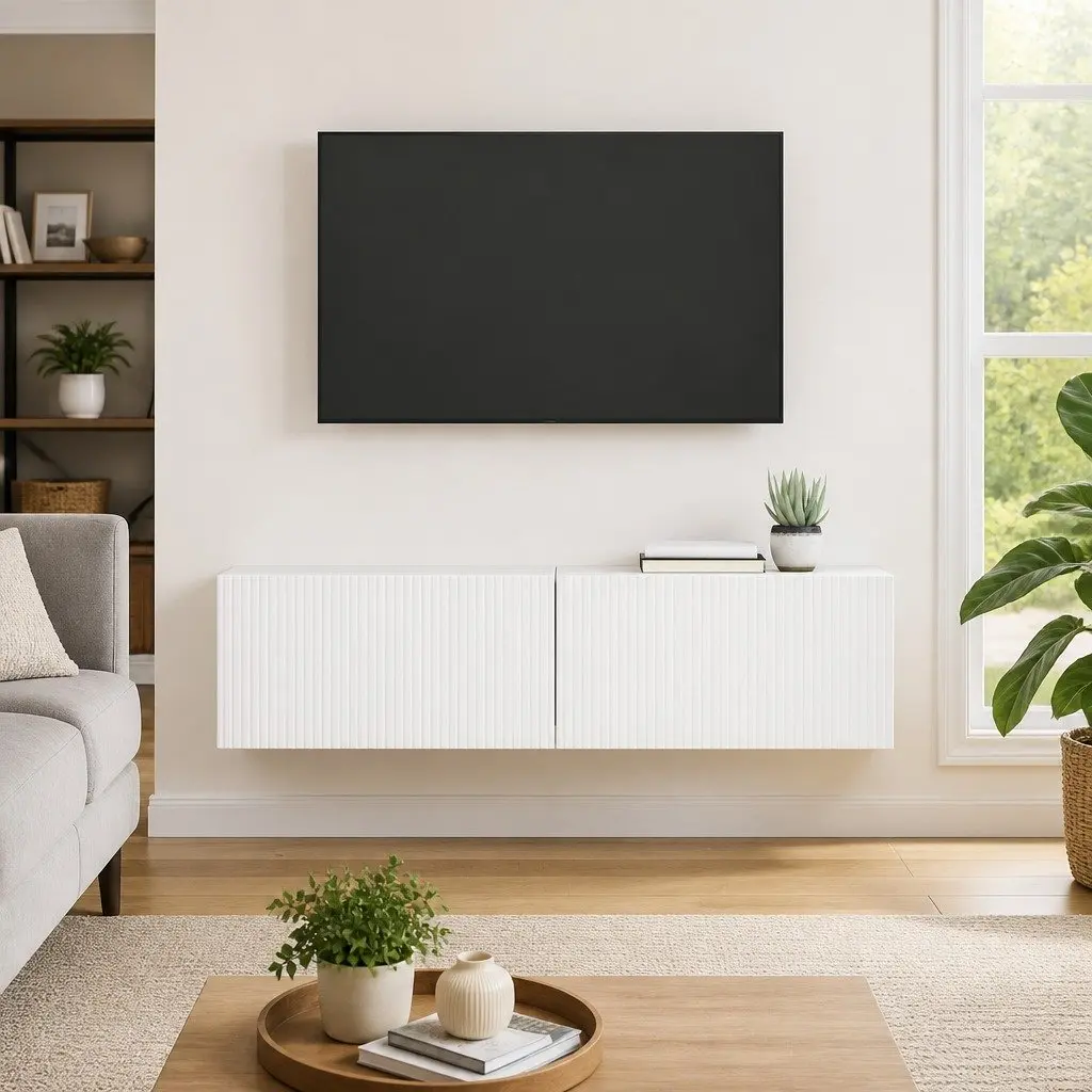TV Wall Cabinet Engineered Wood 60 x 31 x 29.5 cm White 2 Pieces