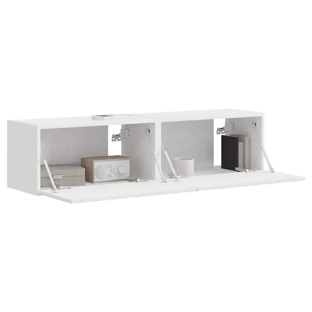 TV Wall Cabinet Engineered Wood 60 x 31 x 29.5 cm White 2 Pieces