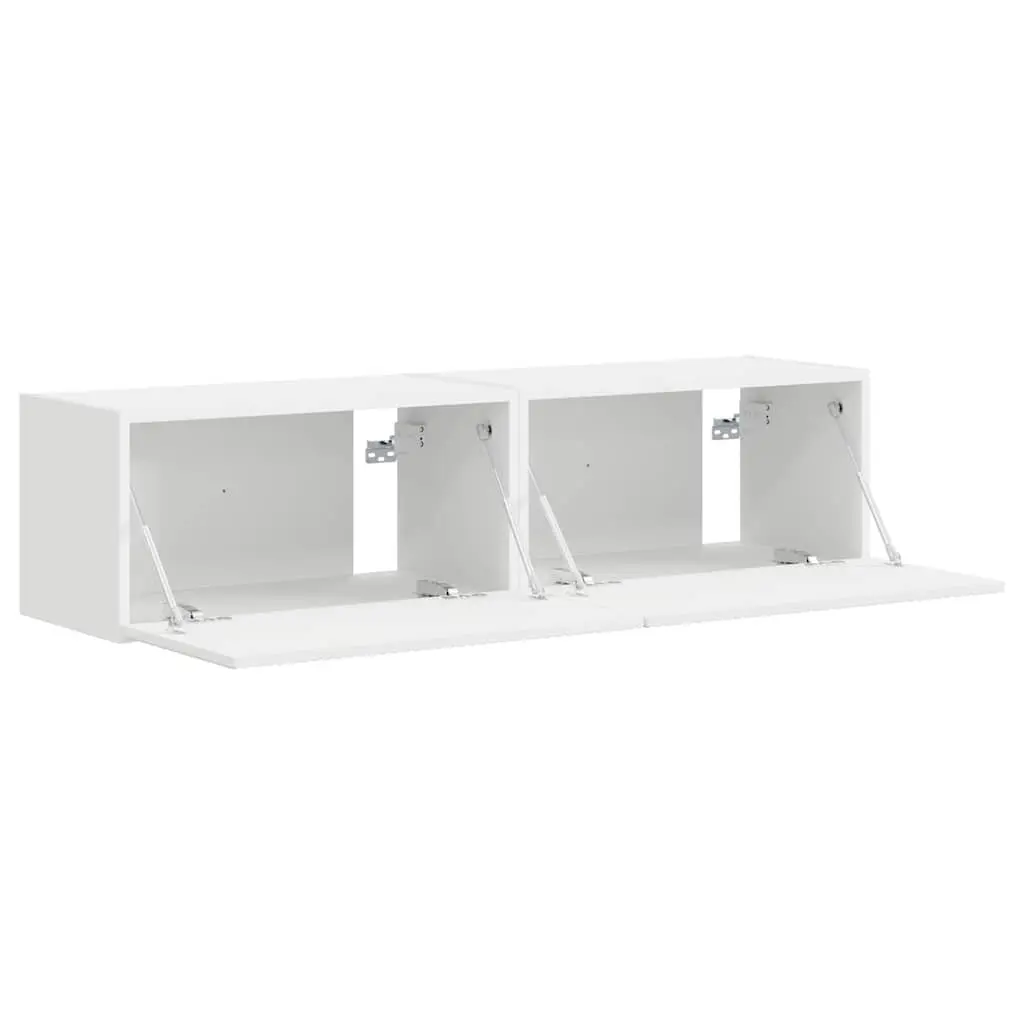TV Wall Cabinet Engineered Wood 60 x 31 x 29.5 cm White 2 Pieces
