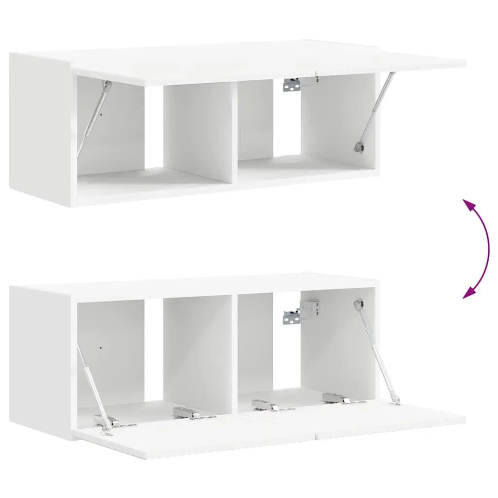 White TV Wall Cabinet 2-Piece Modern Set