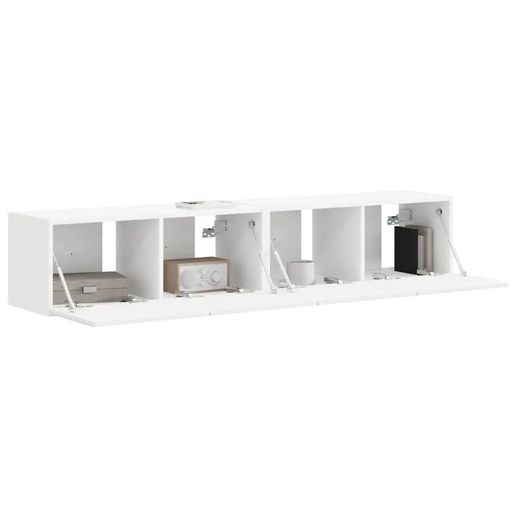 White TV Wall Cabinet 2-Piece Modern Set
