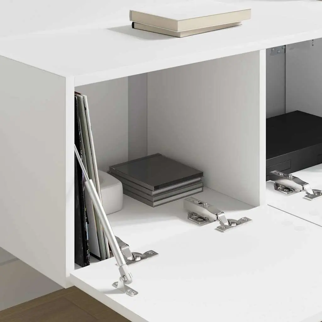 White TV Wall Cabinet 2-Piece Modern Set