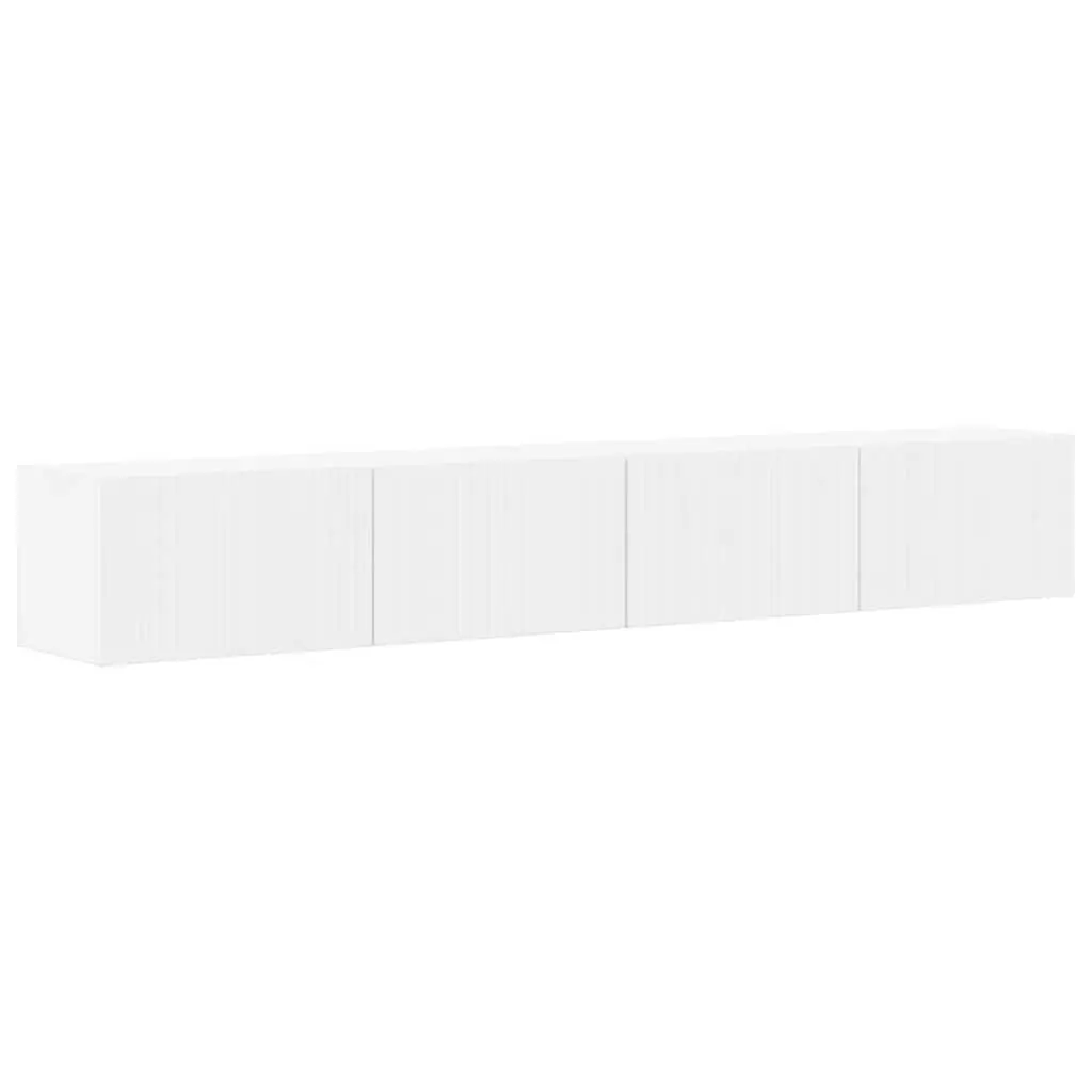 White TV Wall Cabinet Set for Media Storage
