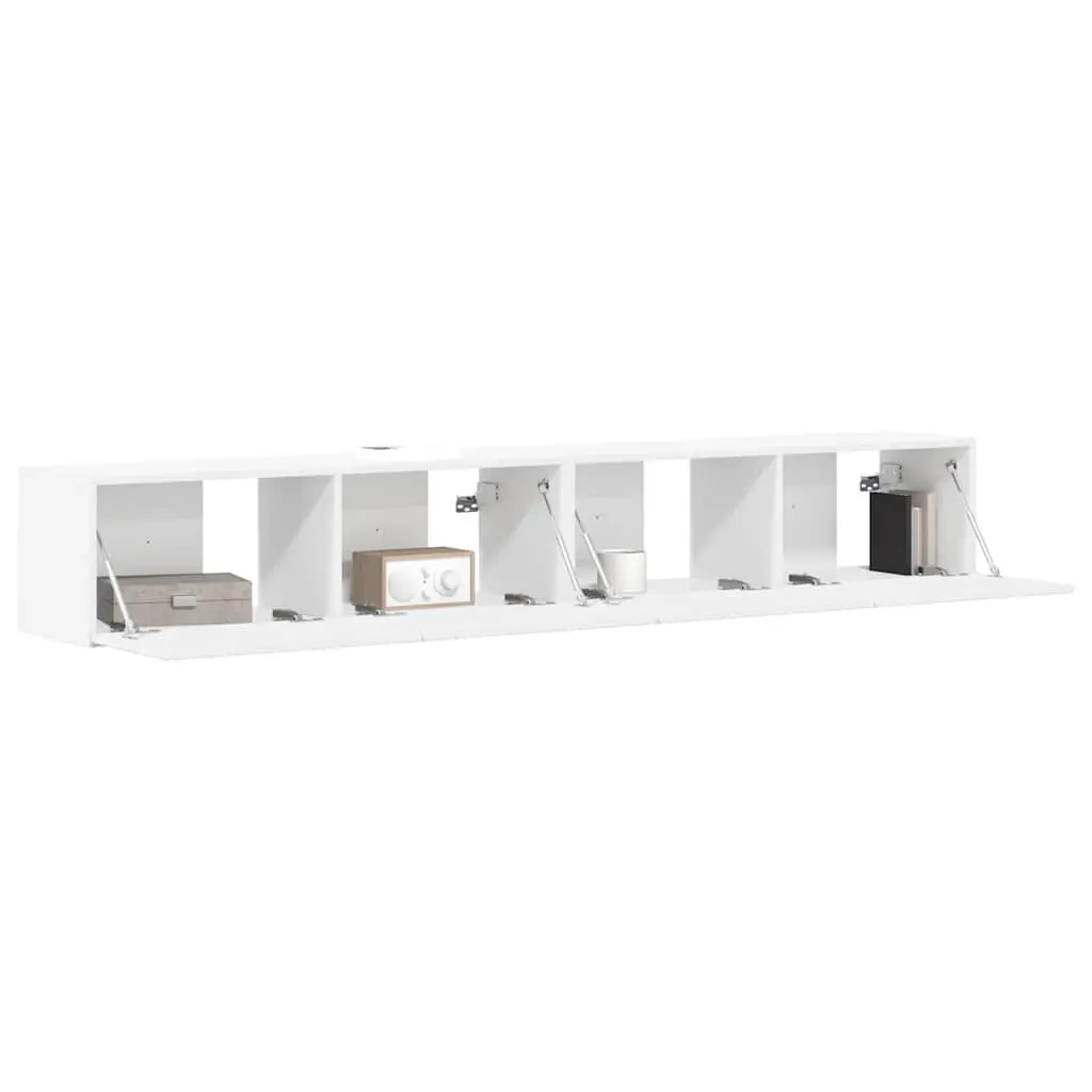 White TV Wall Cabinet Set for Media Storage
