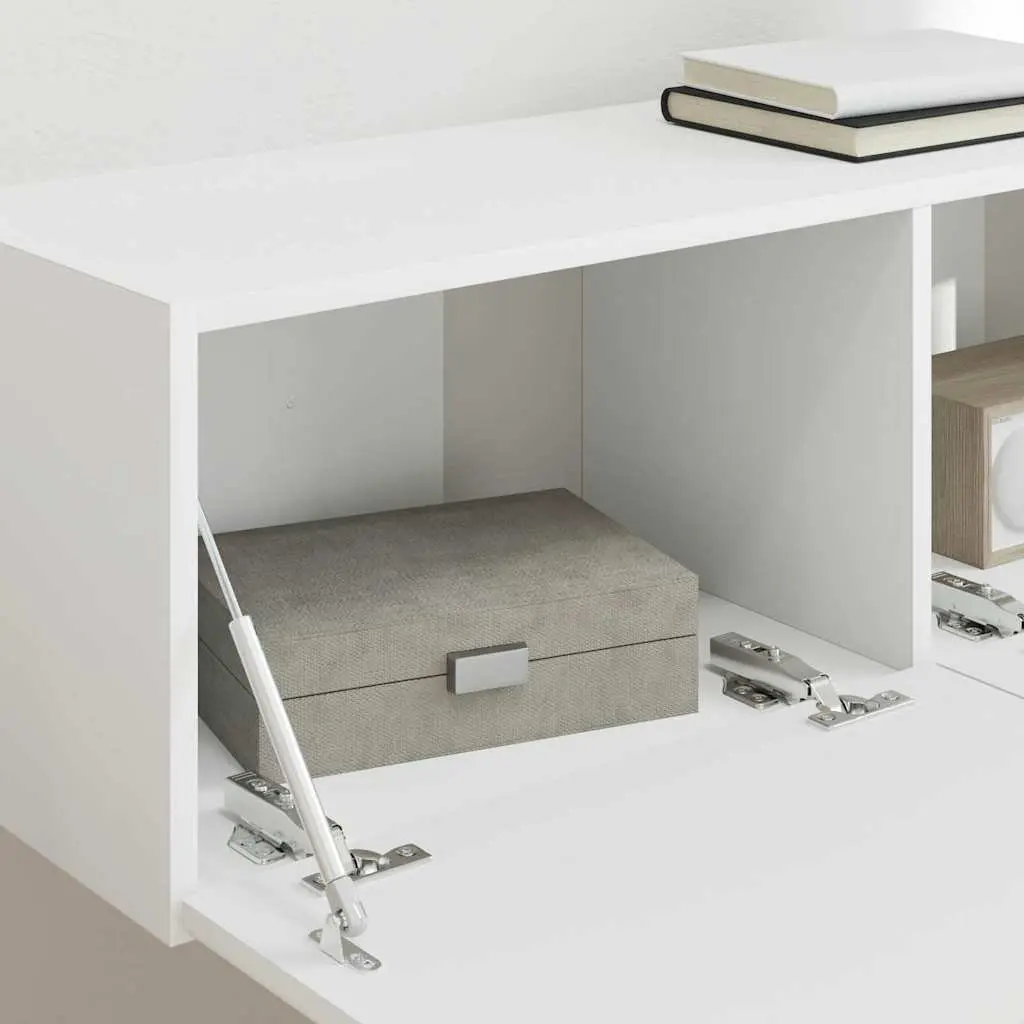 White TV Wall Cabinet Set for Media Storage