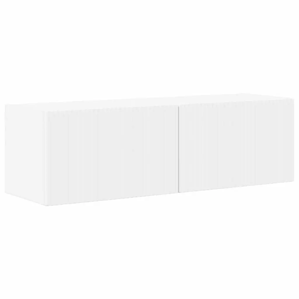 White TV Wall Cabinet Set for Media Storage