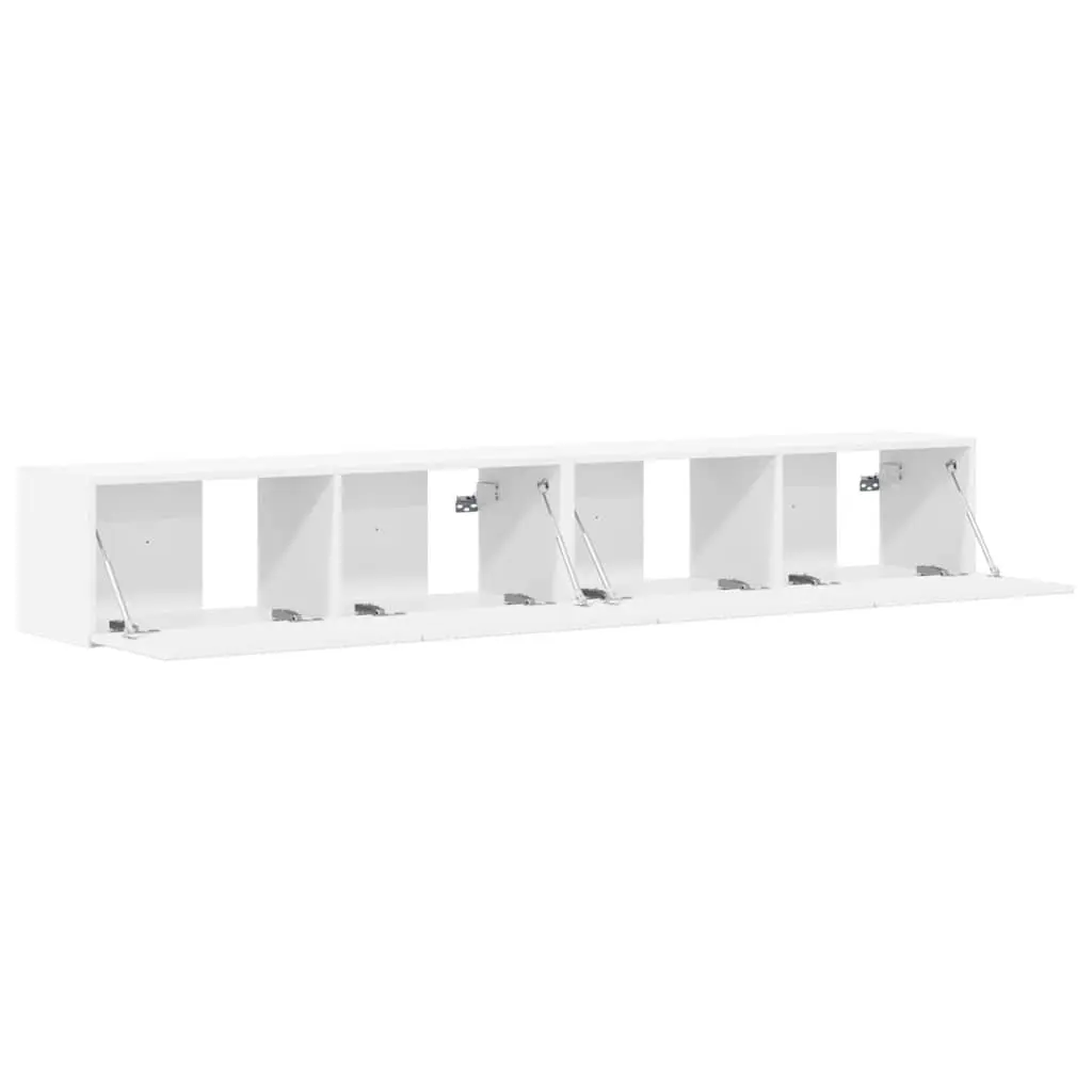 White TV Wall Cabinet Set for Media Storage