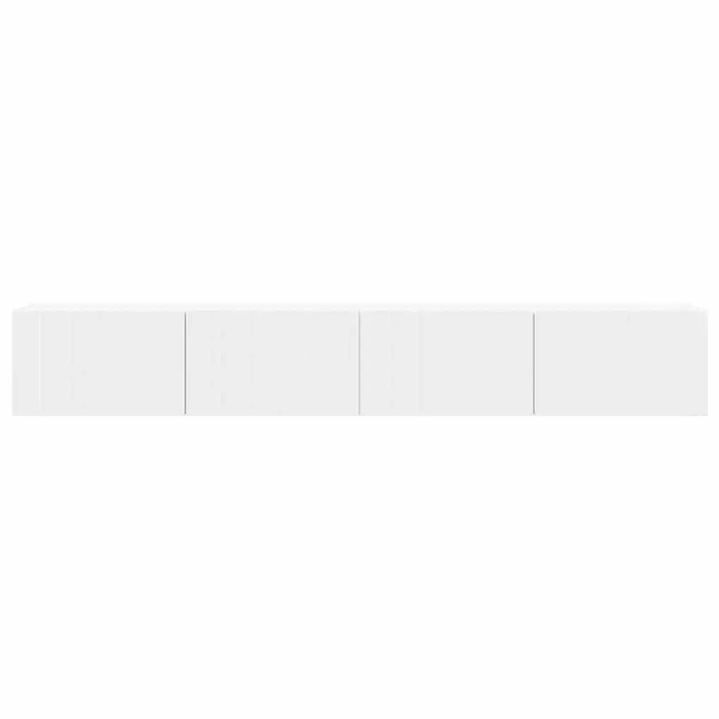 White TV Wall Cabinet Set for Media Storage