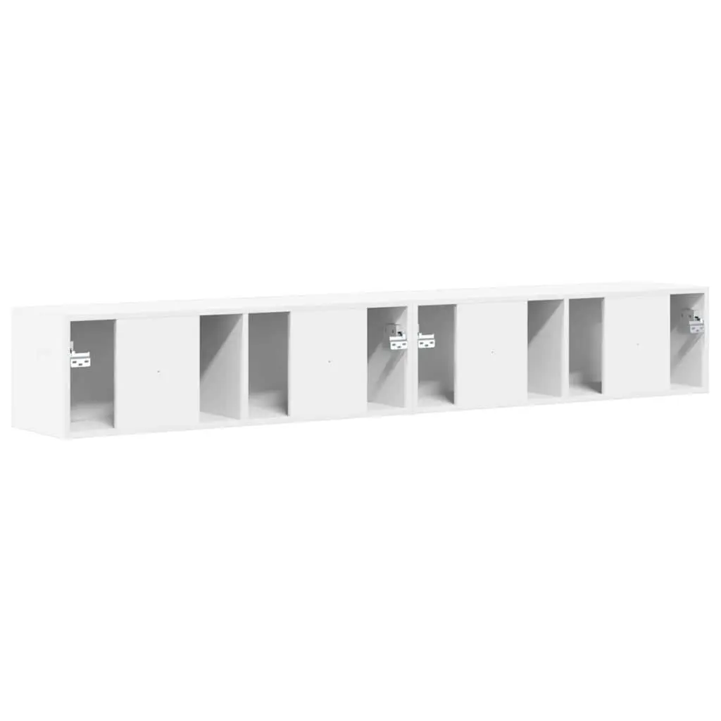 White TV Wall Cabinet Set for Media Storage