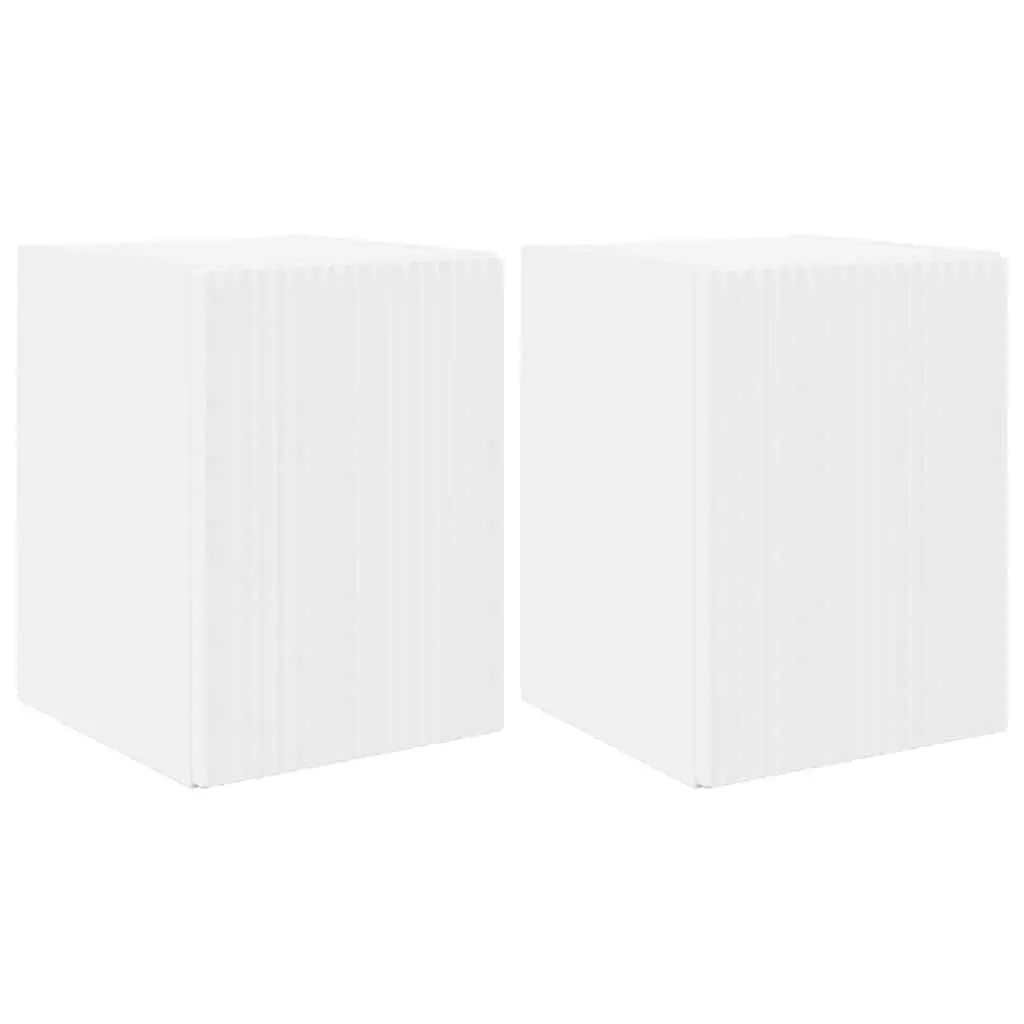 TV Wall Cabinet Engineered Wood 30 x 31 x 40 cm White 2 pcs Wall-Mounted Storage Unit Modern Living Room