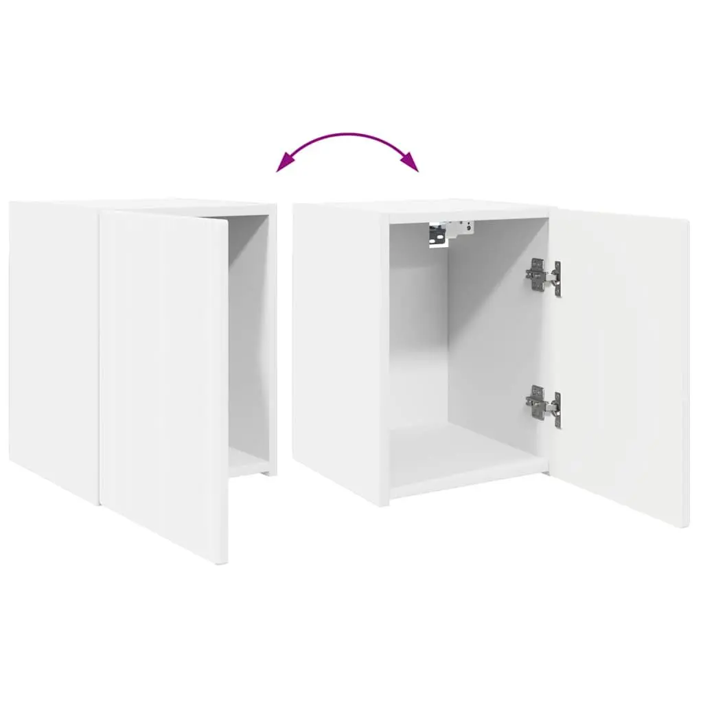 TV Wall Cabinet Engineered Wood 30 x 31 x 40 cm White 2 pcs Wall-Mounted Storage Unit Modern Living Room