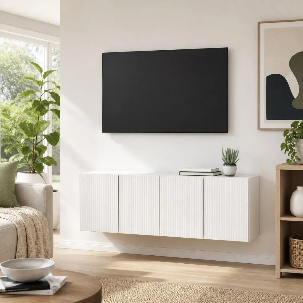 TV Wall Cabinet Engineered Wood 59.5 x 31 x 40 cm White 2 pcs