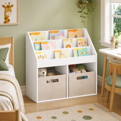 Stylish Kids Bookshelf White Modern Storage Unit