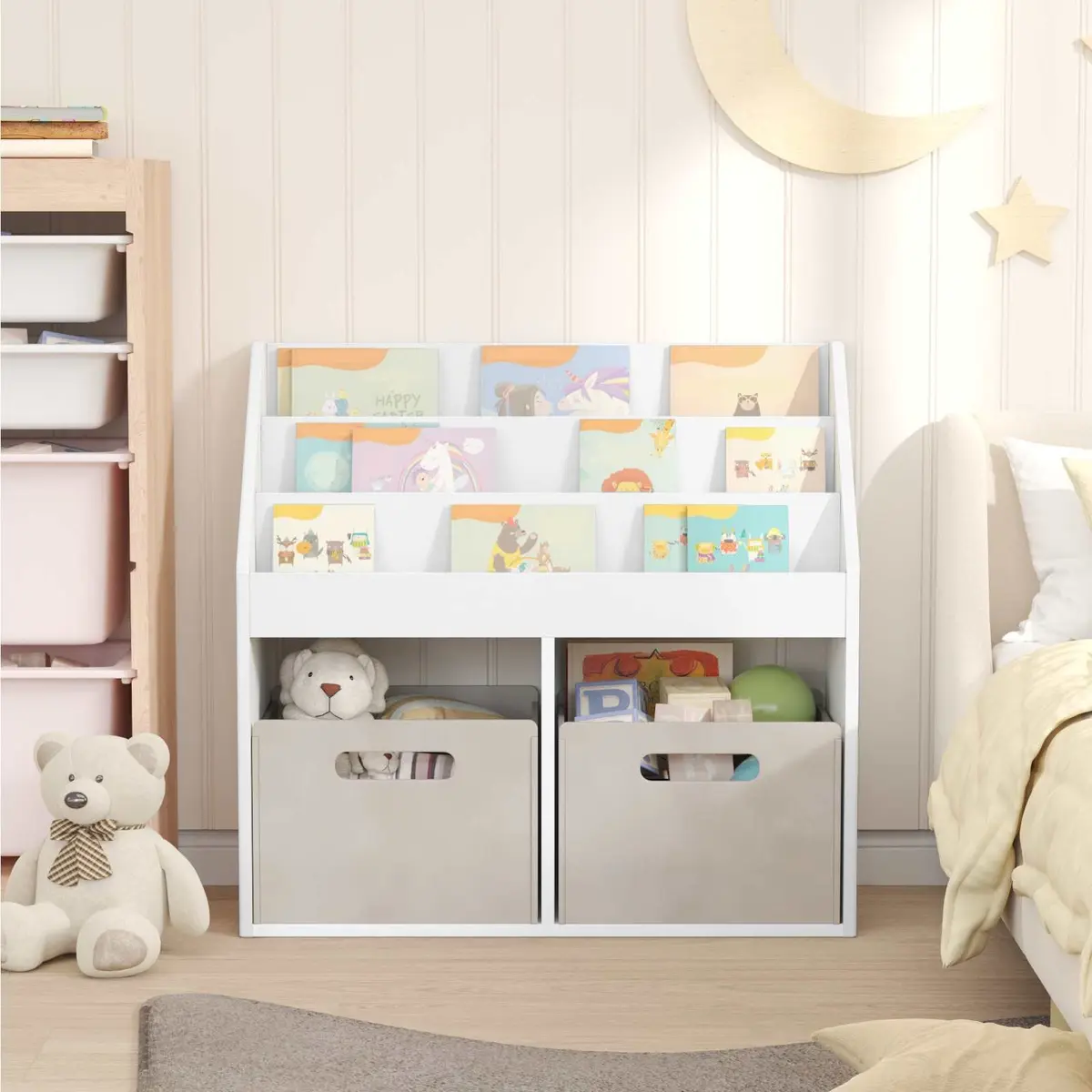Kids Bookshelf Engineered Wood 72.5 x 29.5 x 69 cm White