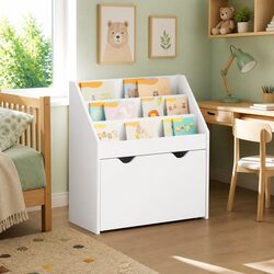 White Kids Bookshelf with Drawers and Compartments