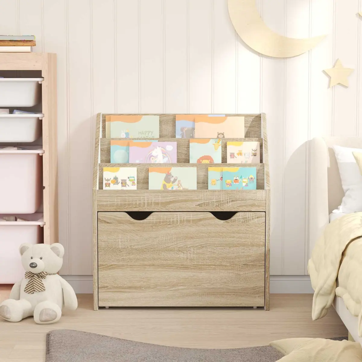 Kids Bookshelf Engineered Wood Free Standing 60 x 29.5 x 69 cm Brown