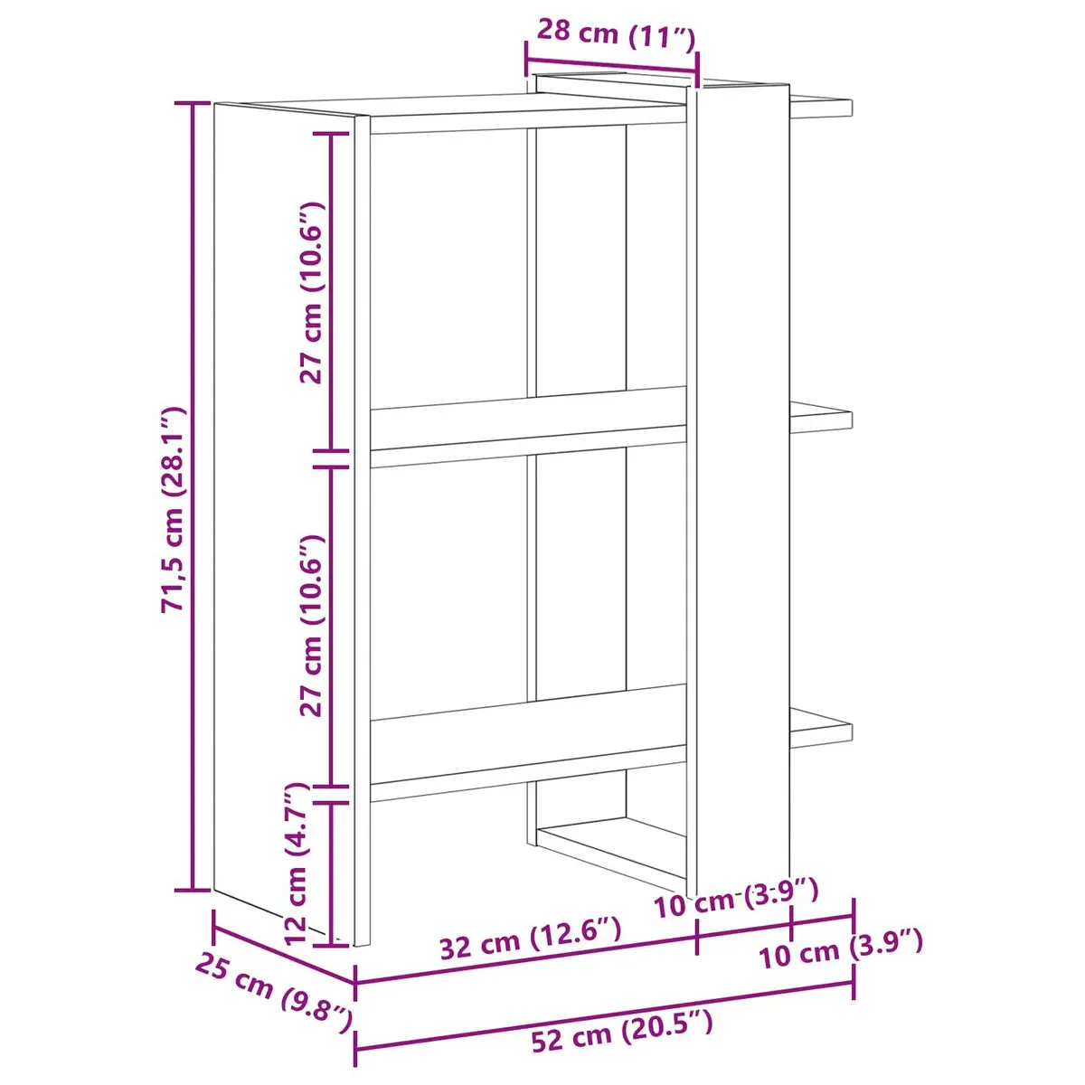 Freestanding White Engineered Wood Bookcase