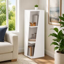 Modern White Side Shelf Bookcase for Display and Storage