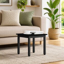 Black Rectangular Coffee Table with Sturdy Metal Legs