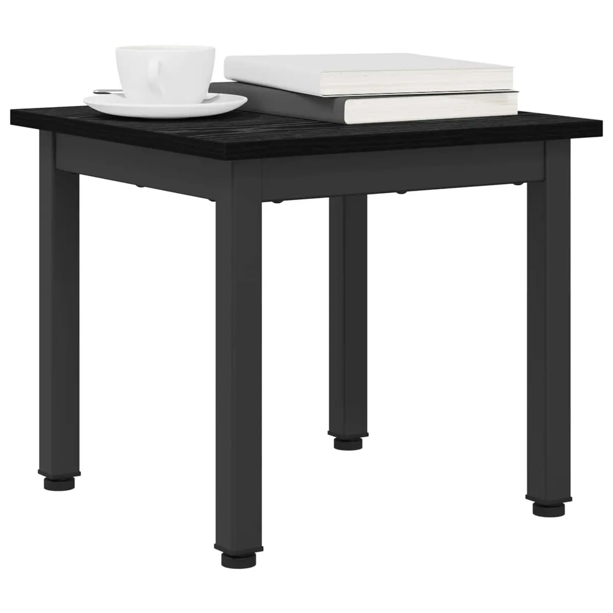 Black Rectangular Coffee Table with Sturdy Metal Legs