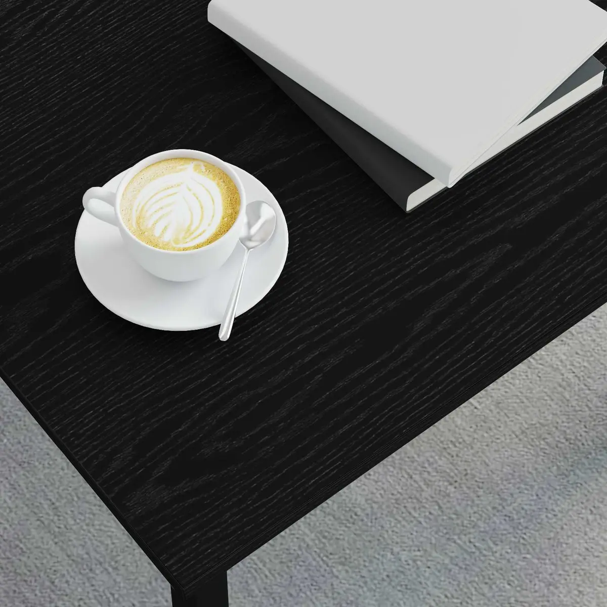 Black Rectangular Coffee Table with Sturdy Metal Legs