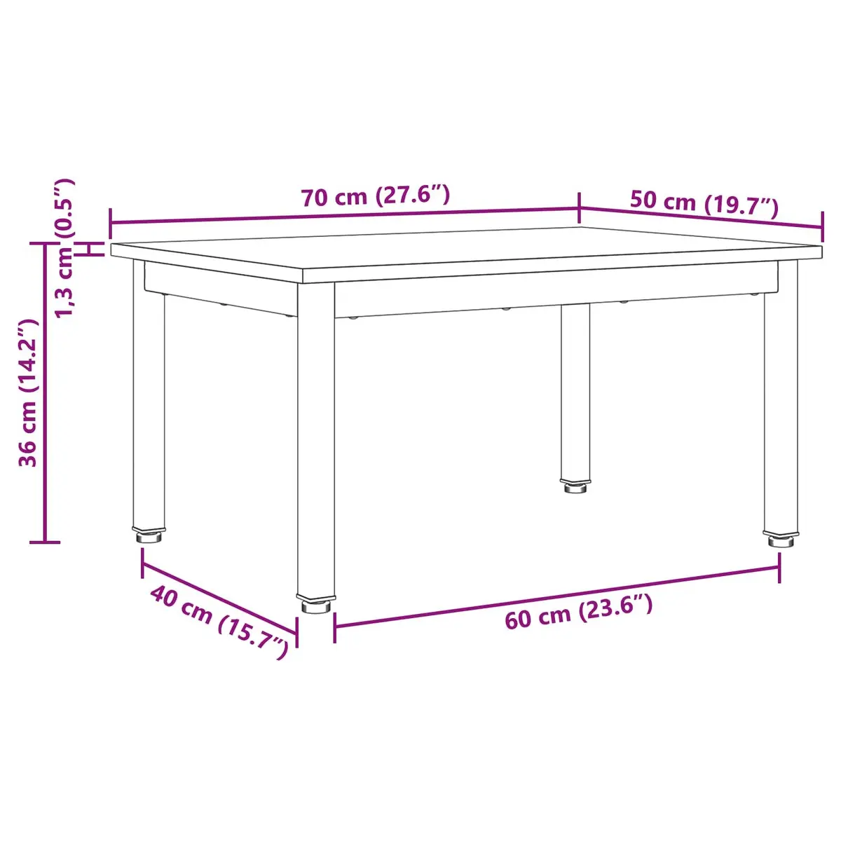 Rectangular Black Coffee Table for Living Room