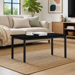 Sleek Black Rectangular Coffee Table for Modern Living Rooms