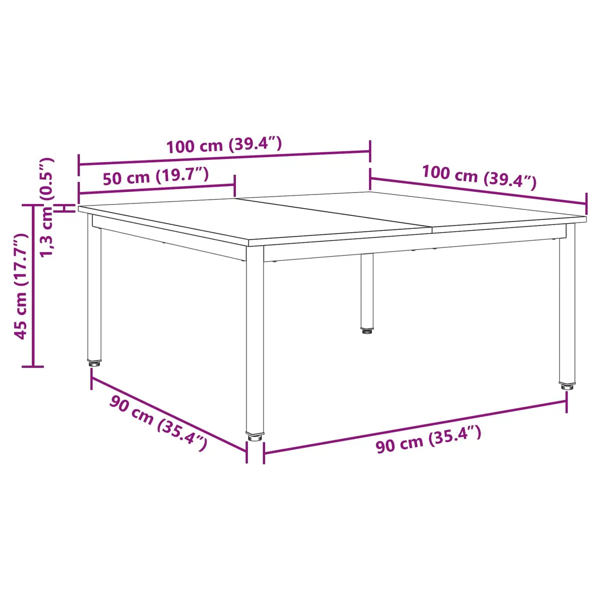 Coffee Table Black Oak 100x100x45cm Modern Living Room Accent Furniture