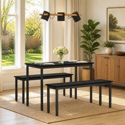 Modern Black Rectangle Dining Bench for Stylish Interiors