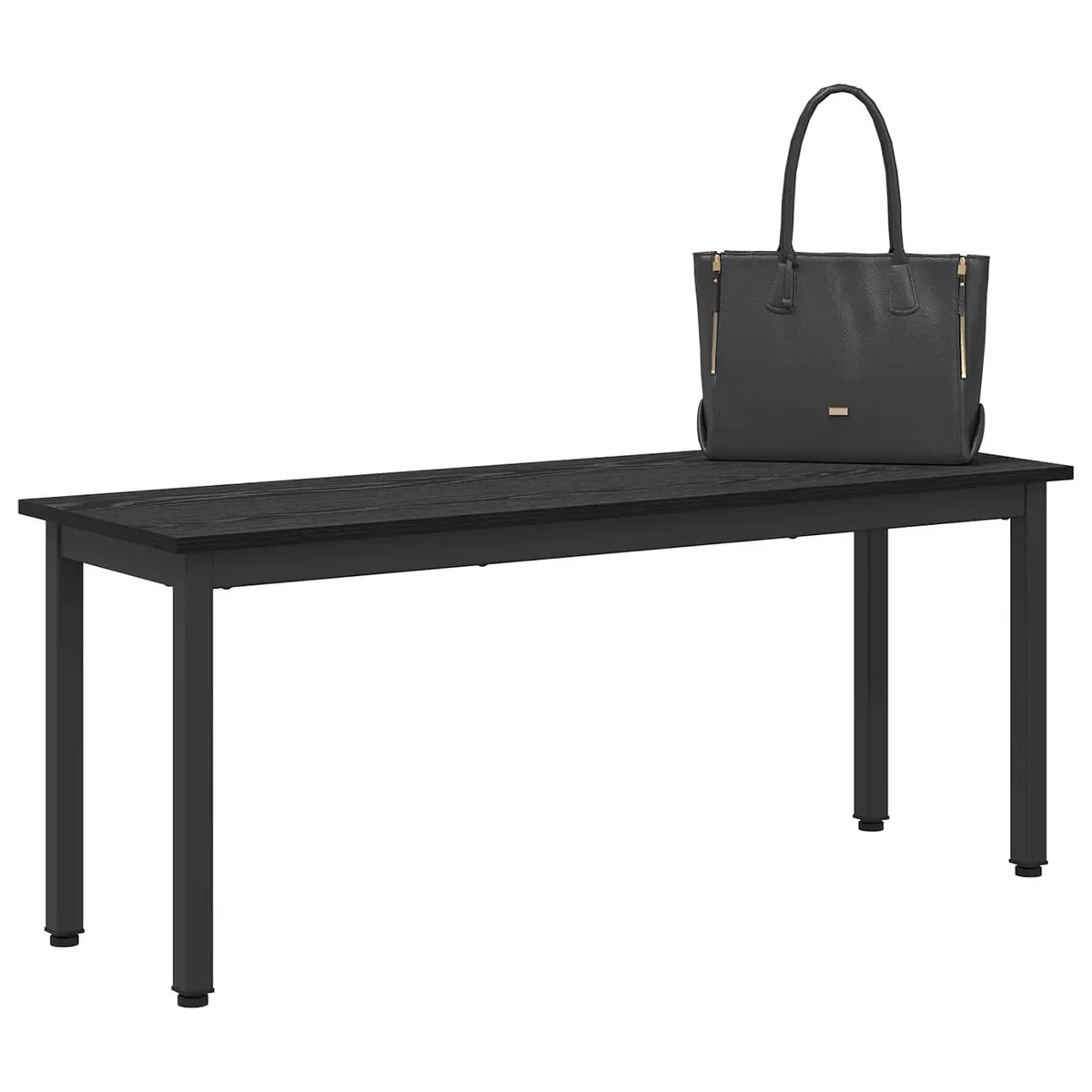 Dining Bench Black Engineered Wood Rectangle Modern Seating Living Room