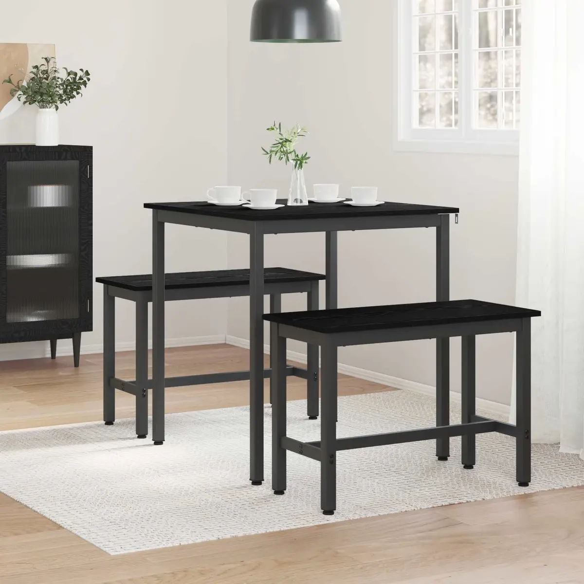 Black Metal Frame Dining Table 70x70x75cm