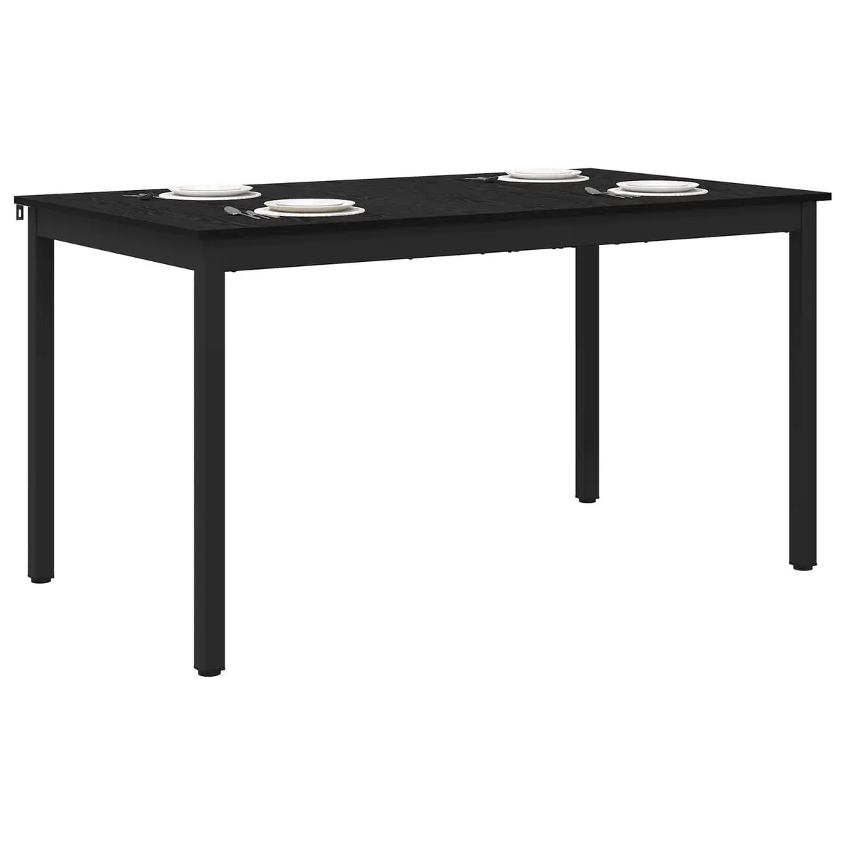 Rectangular Dining Table 140x80x75cm Black Metal Frame
