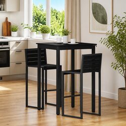 Standing Bar Table Rectangular Kitchen Dining Modern Black Engineered Wood